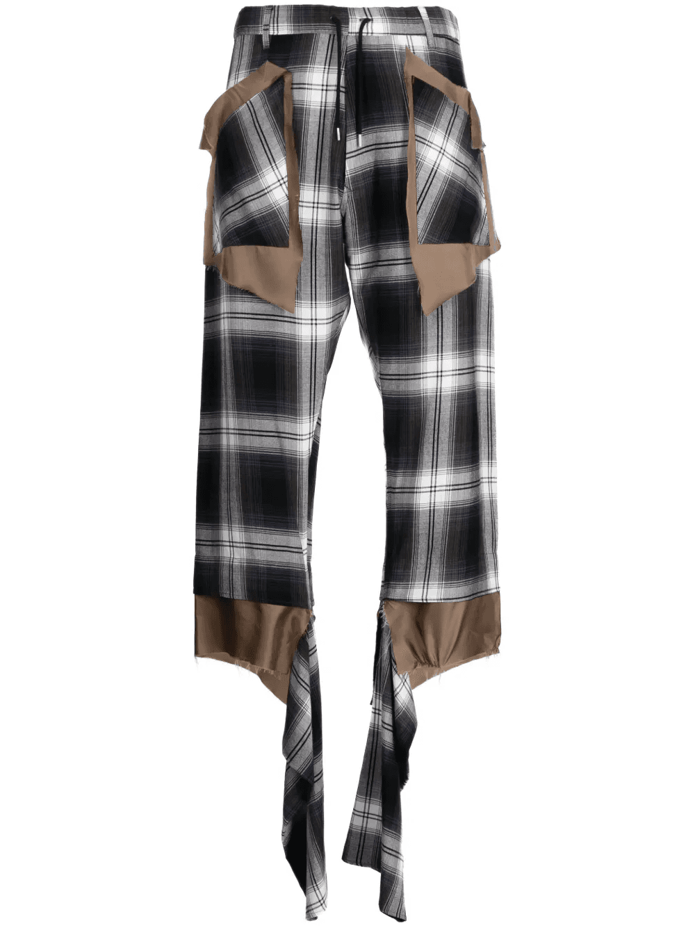 check-print asymmetric trousers - Image 1