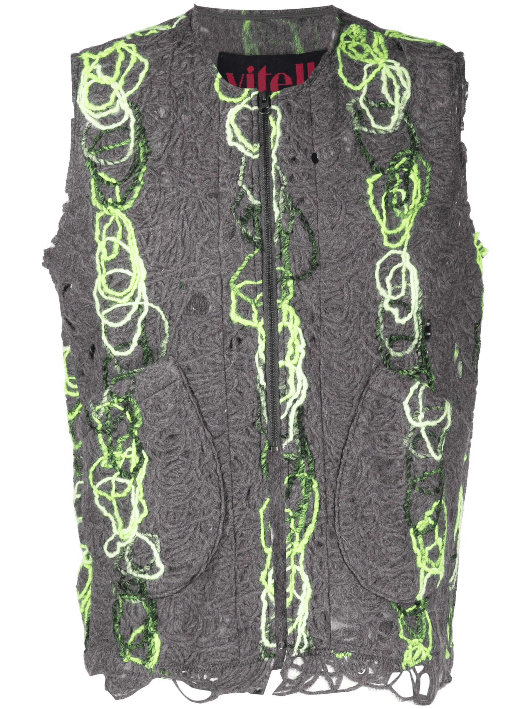 open-knit distressed zipped waistcoat - Image 1