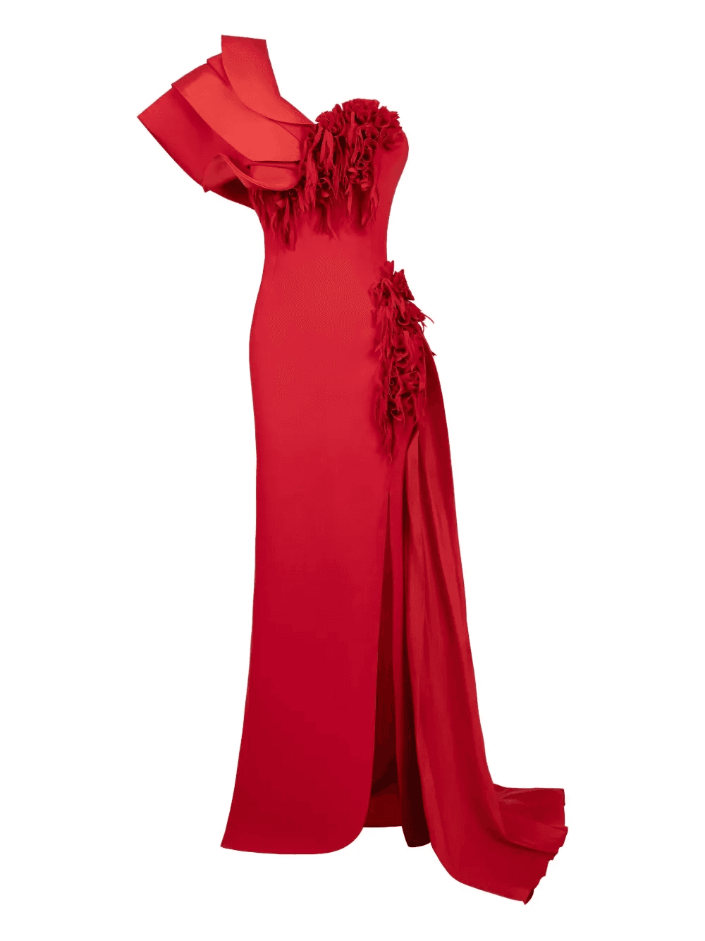 ruffle-detail side-split evening gown - Image 1