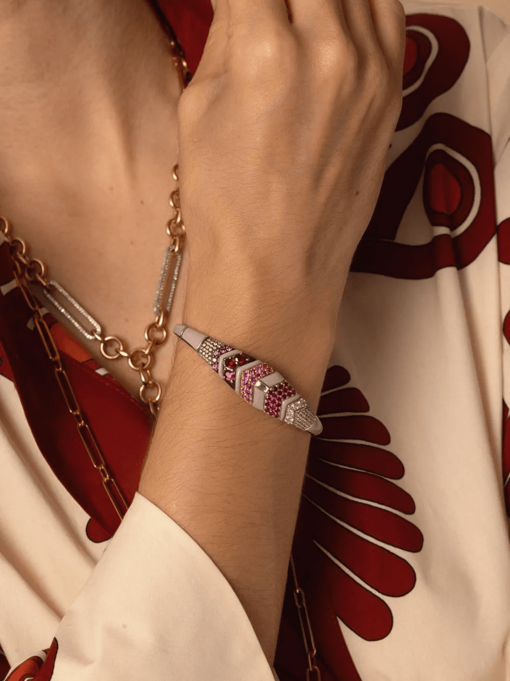Oui diamond, ruby and sapphire bracelet - Image 1