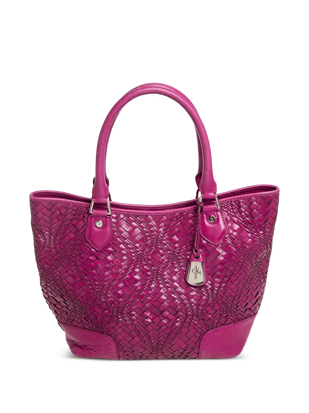 pre-owned woven leather tote bag - Image 1