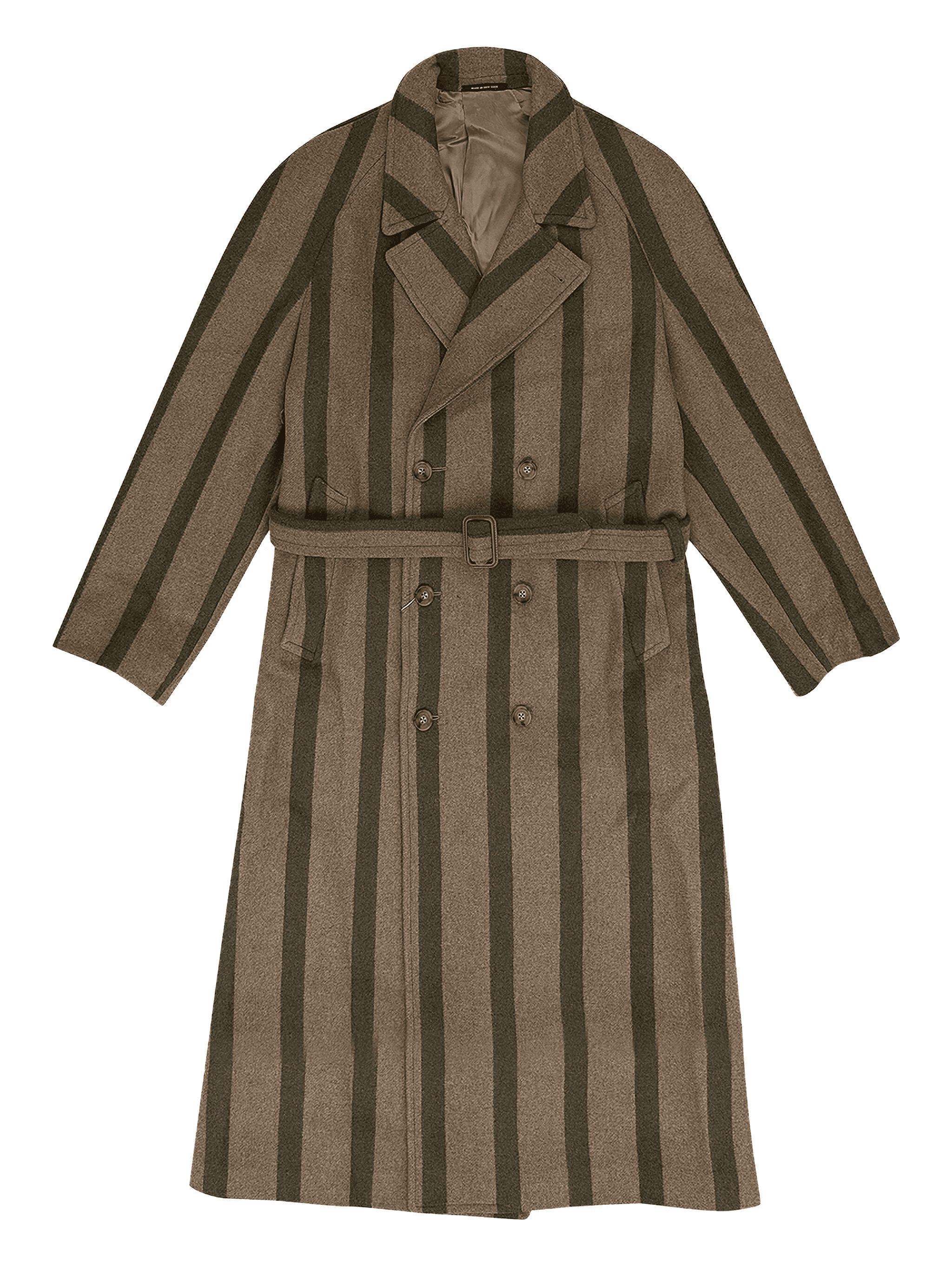 double-breasted striped wool coat - Image 1