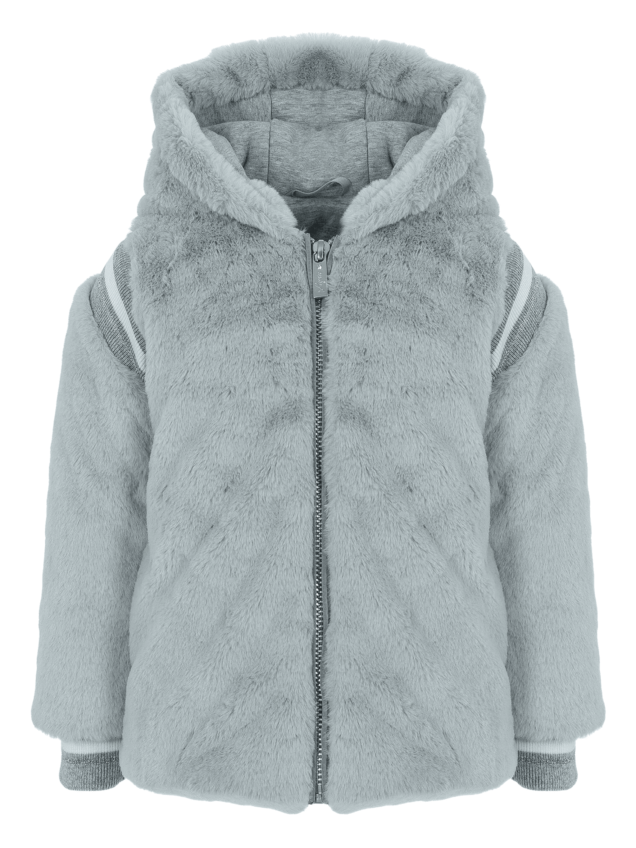 hooded faux-fur jacket - Image 1