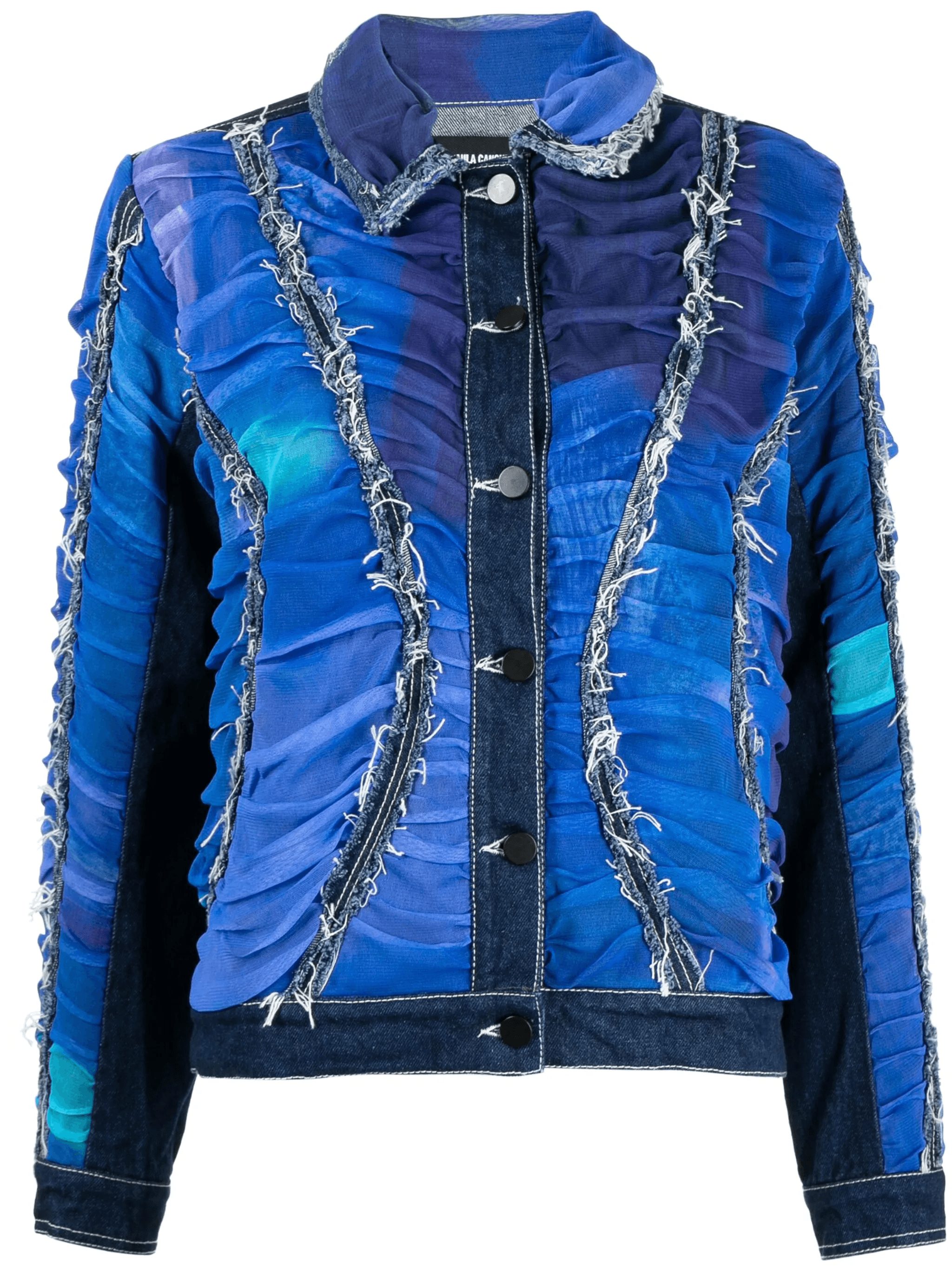 ruched frayed denim jacket - Image 1