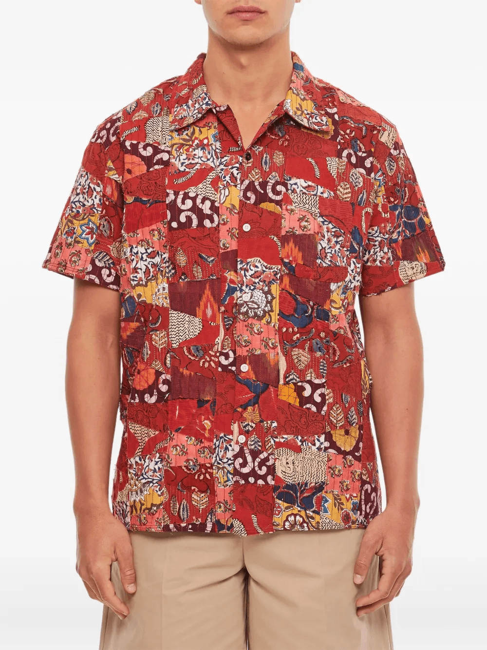 patchwork button-closure shirt - Image 1