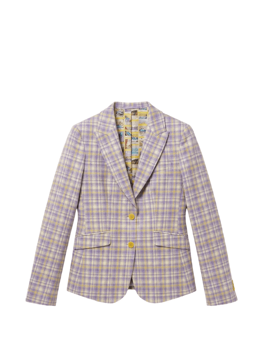check-pattern notched-lapels blazer - Image 1