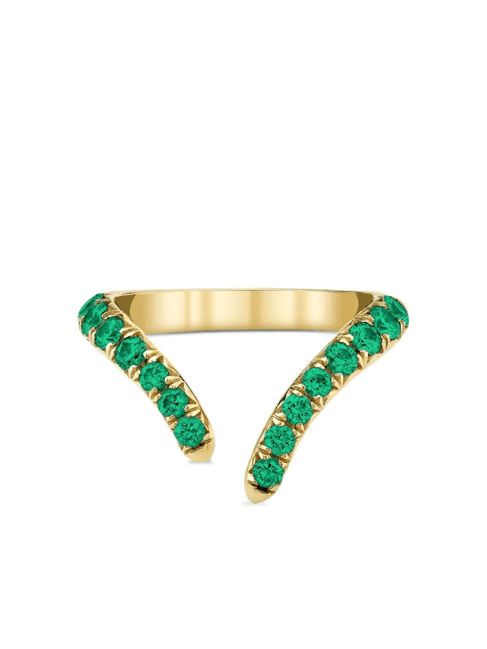 14K yellow gold Tusk emerald ring - Image 1