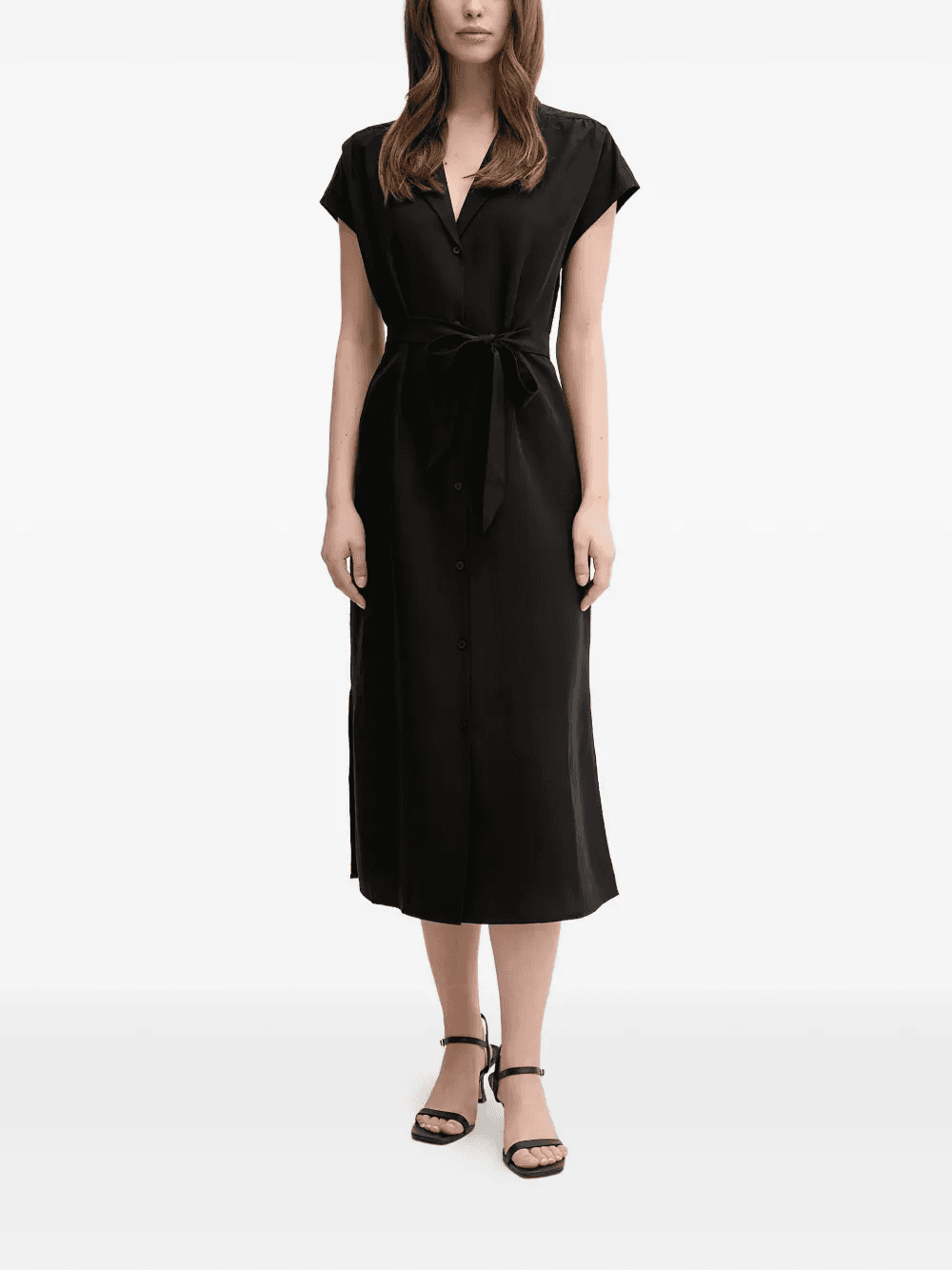 button belted midi dress - Image 1