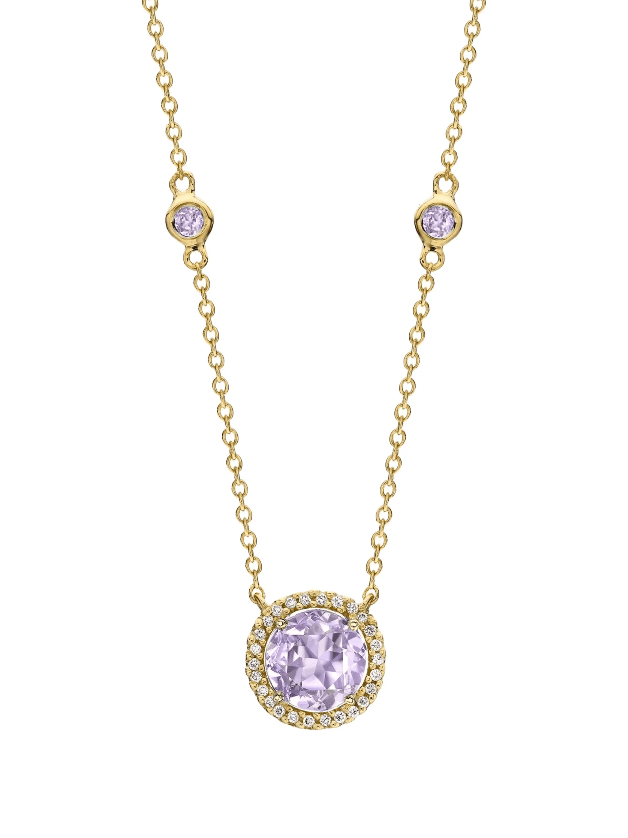 18K yellow gold Grace amethyst and diamond necklace - Image 1