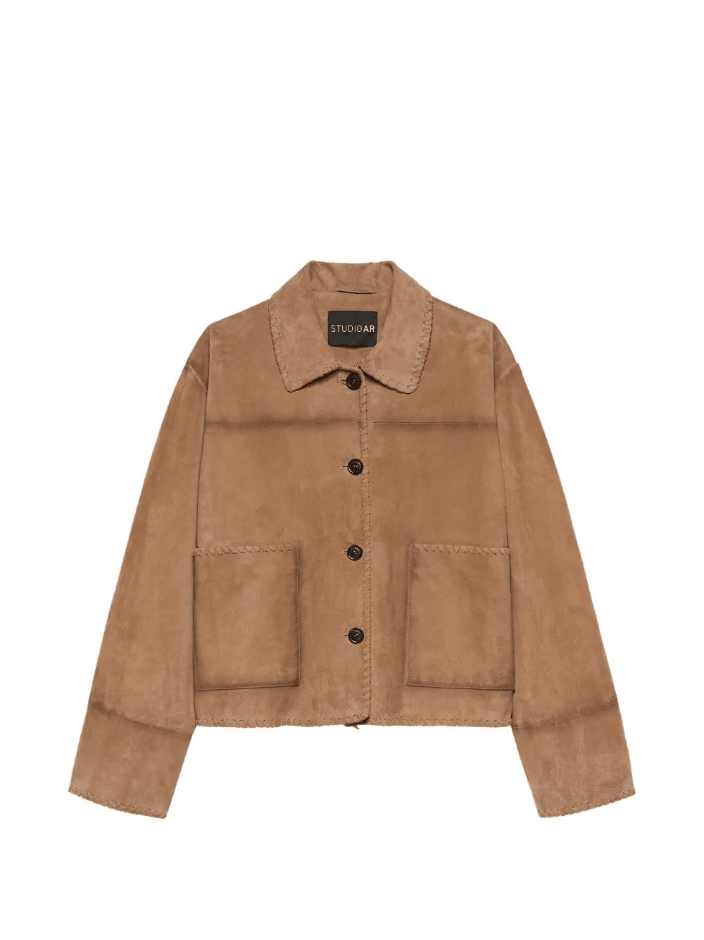 long-sleeve suede-leather jacket - Image 1