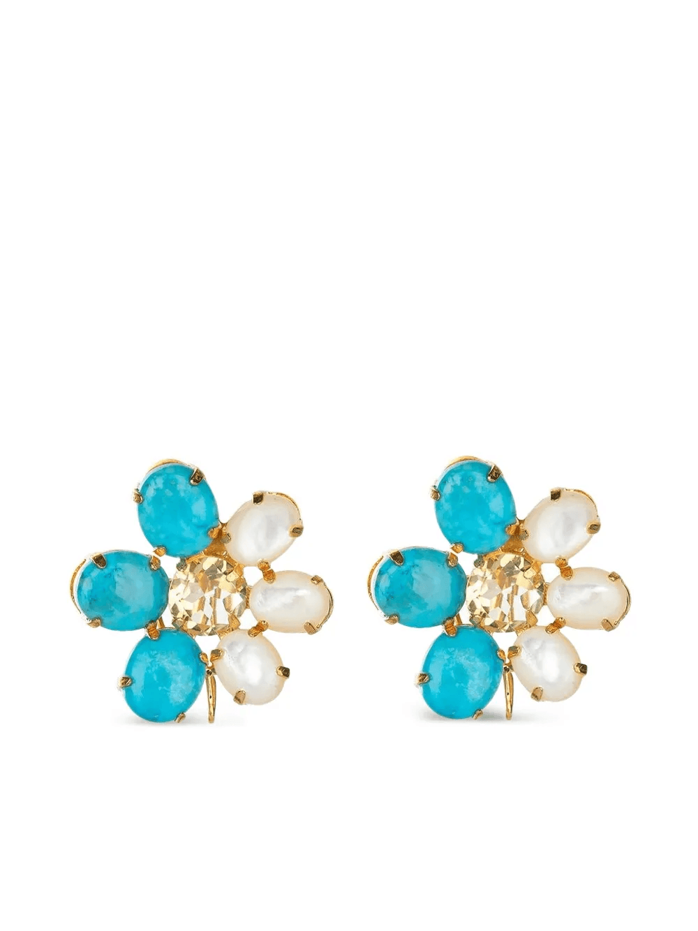 citrine pearl flower earrings - Image 1