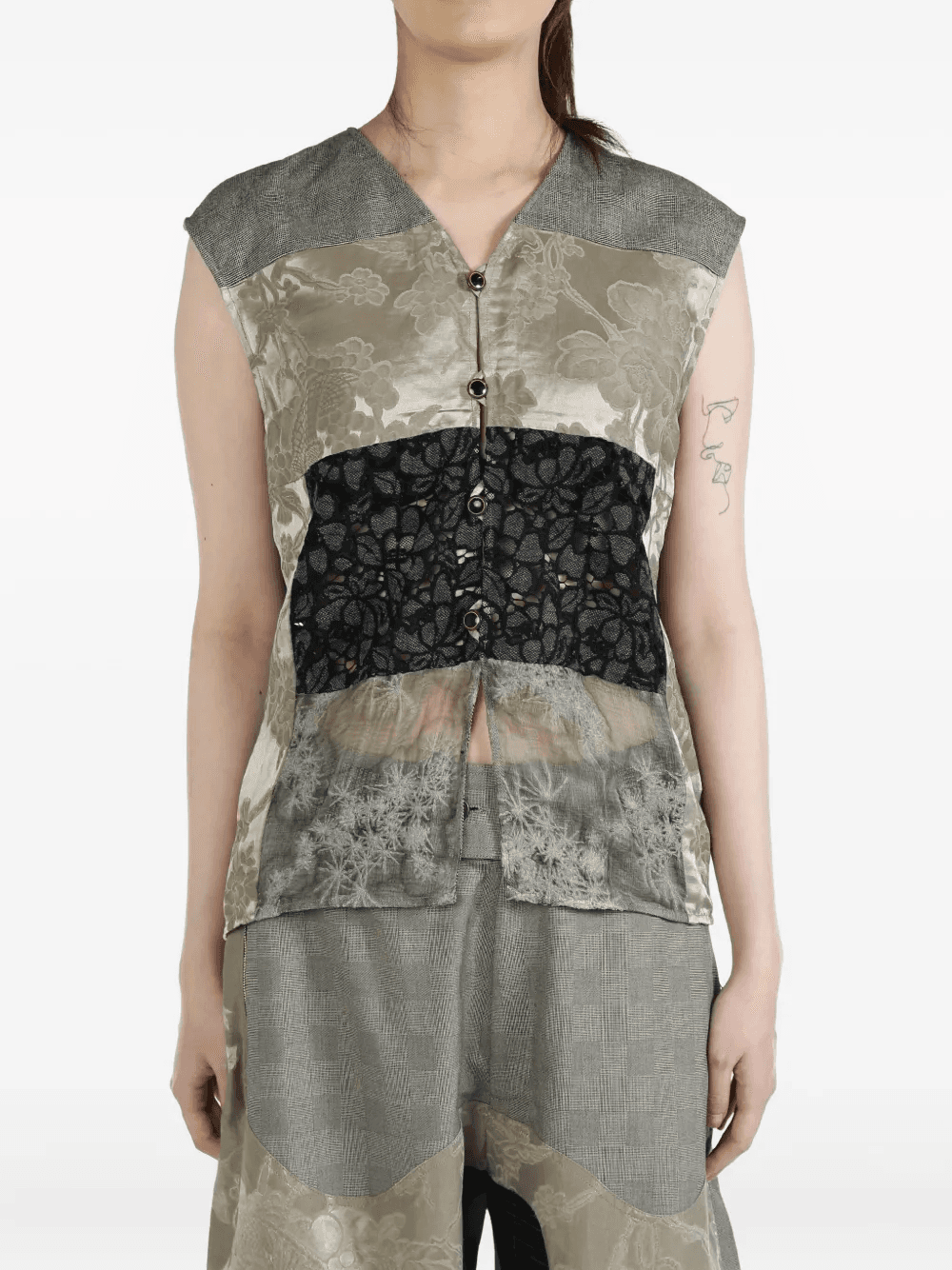 floral-embroidered button-up top - Image 1