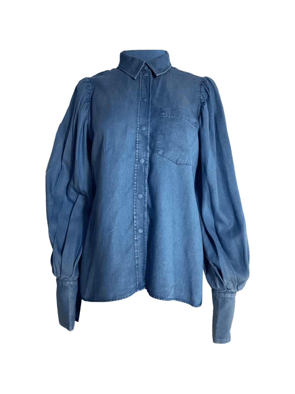 bishop-sleeve collared-neckline shirt - Image 1