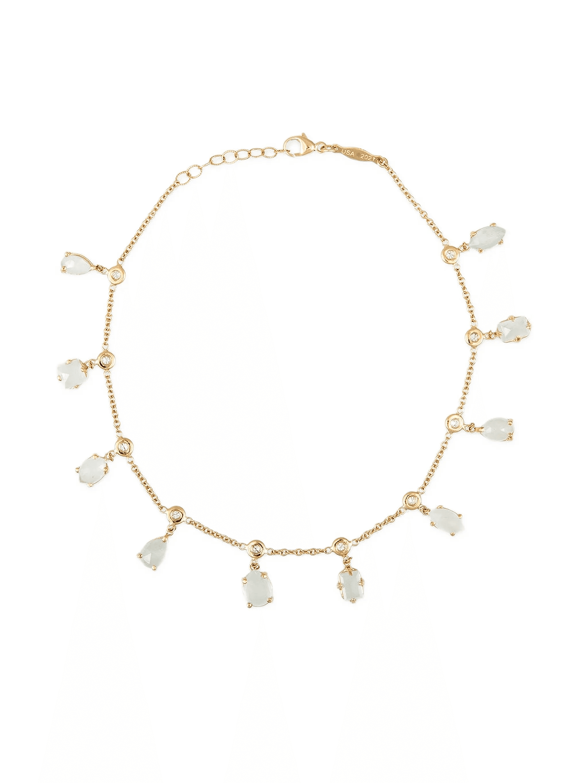 14k yellow gold aquamarine shaker anklet - Image 1