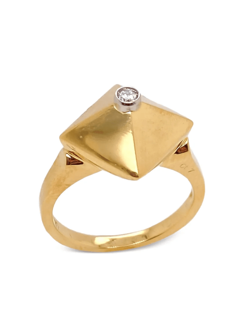 18K yellow gold mini Accent Piramide diamond ring - Image 1
