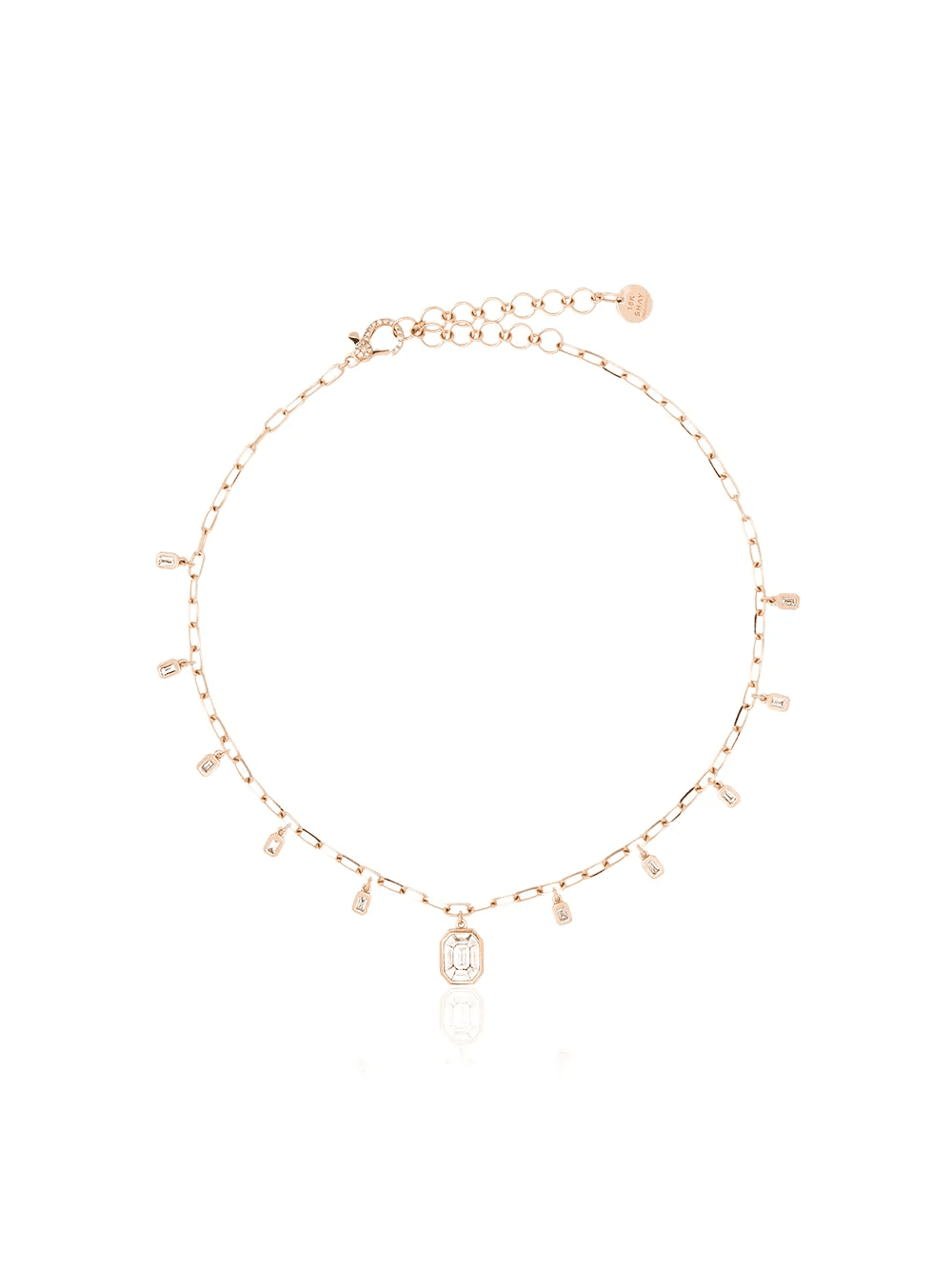 18K rose gold and diamond drop necklace - Image 1