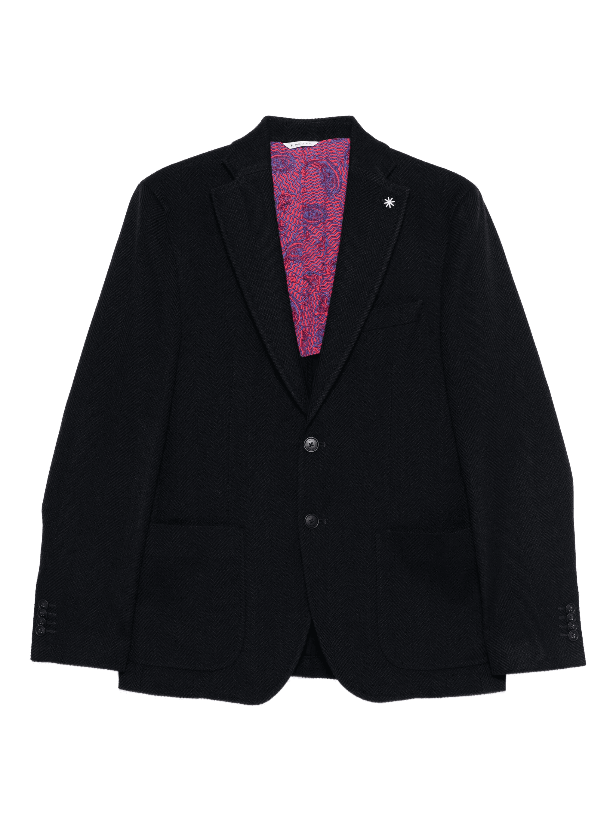 herringbone-weave single-breasted blazer - Image 1