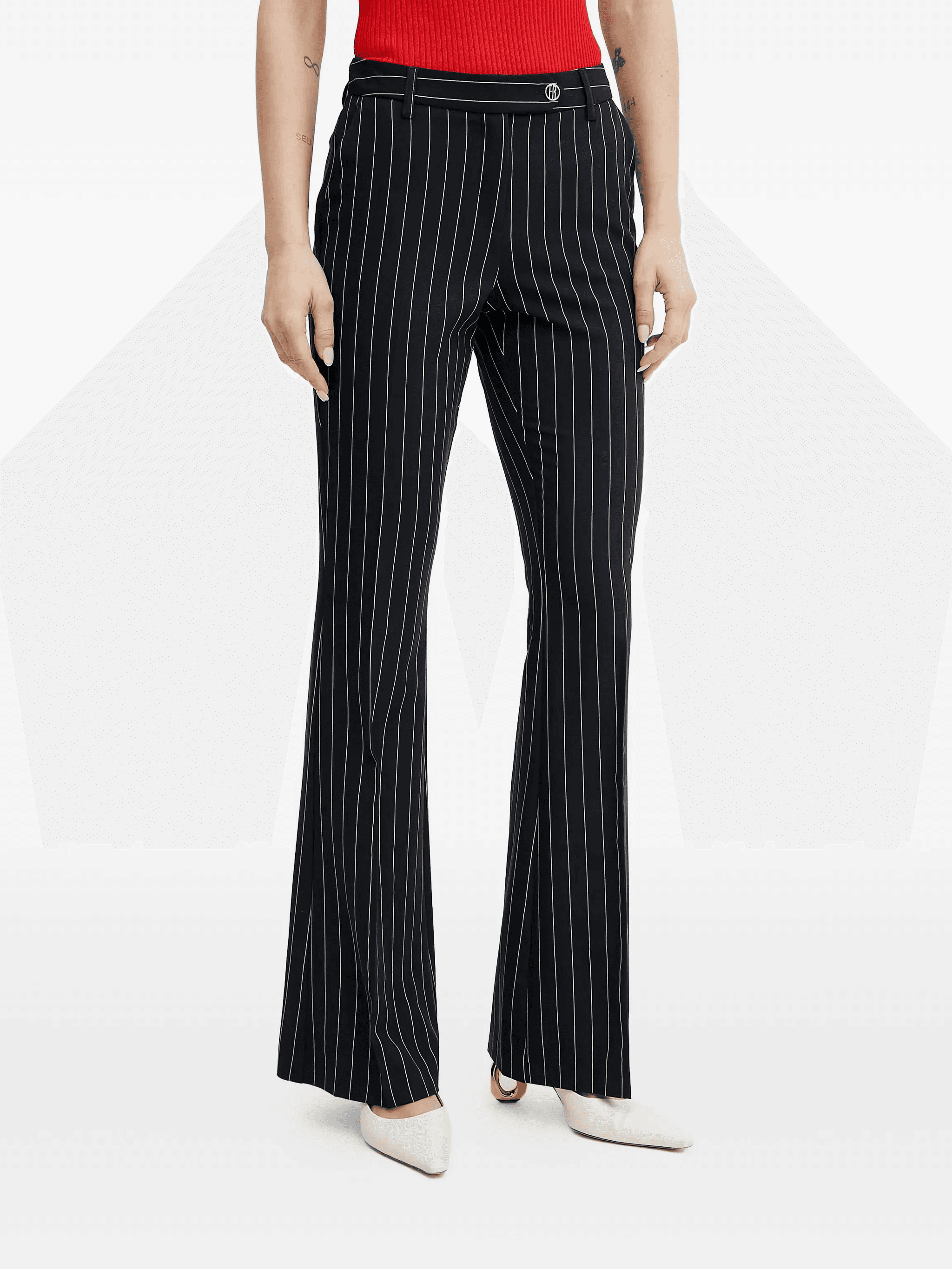 pinstripe embellished trousers - Image 1