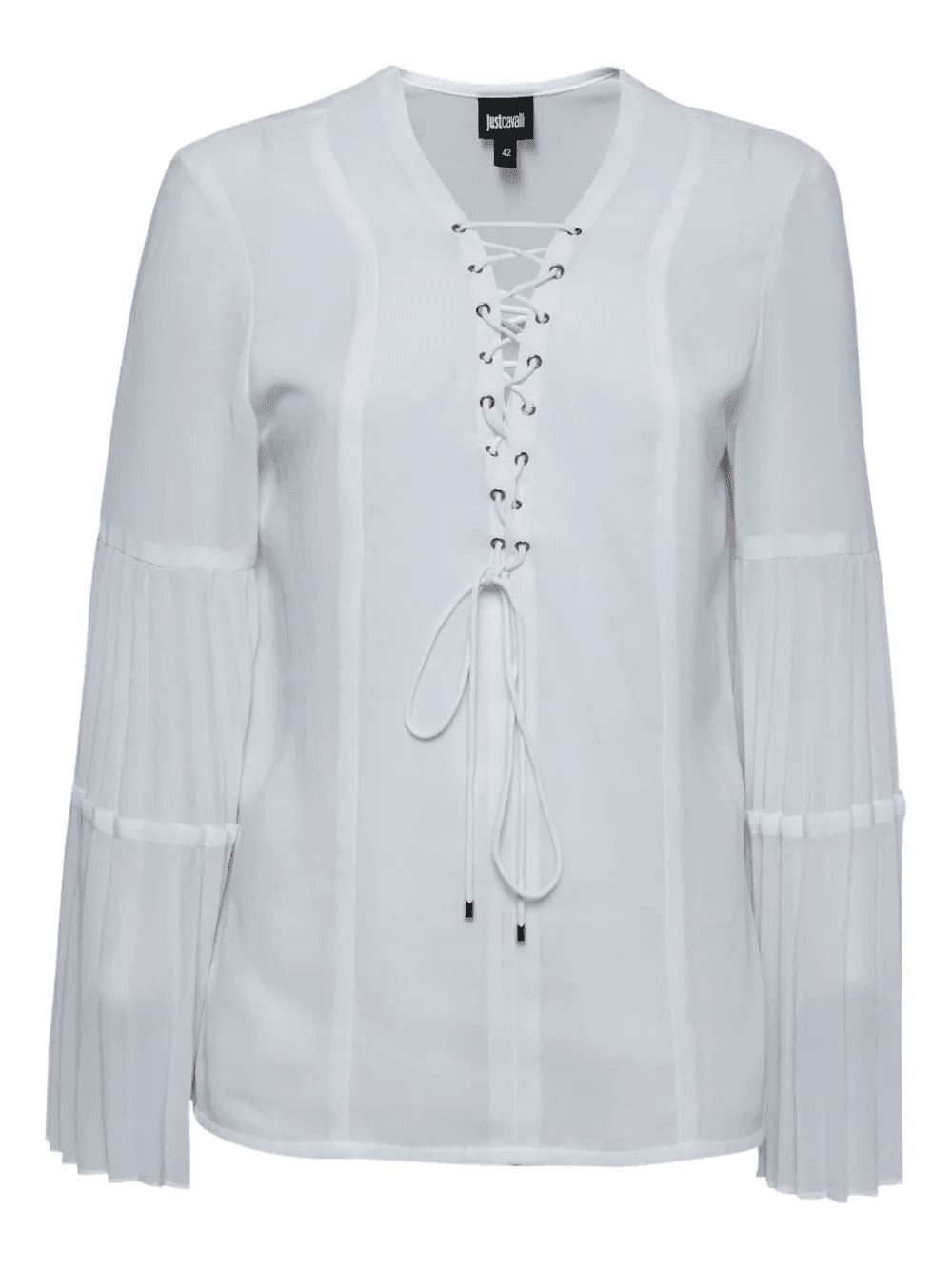 pleated lace-up blouse - Image 1
