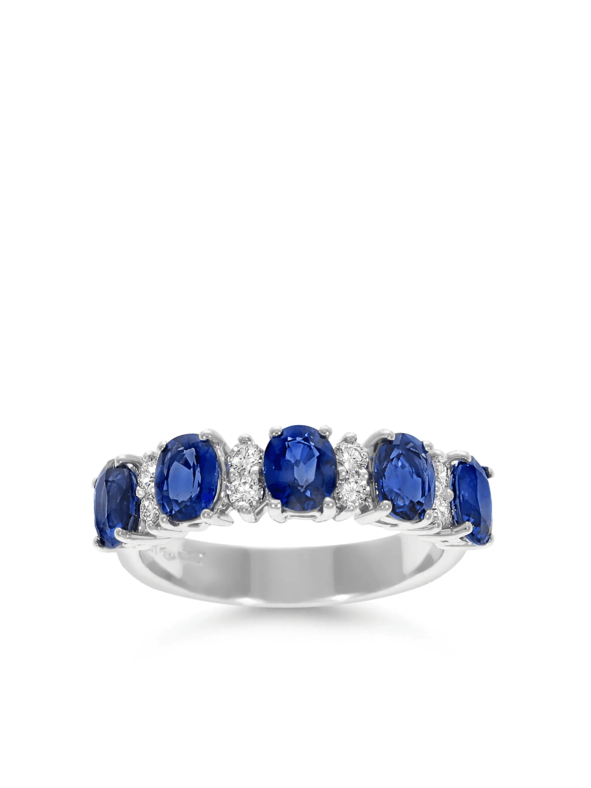 18K white gold Eternity diamond and sapphire ring - Image 1