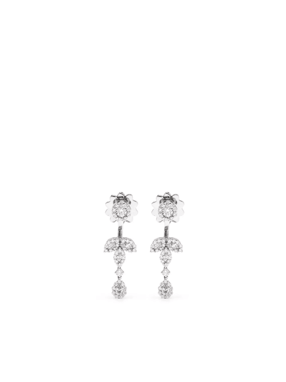18kt white gold diamond drop earrings - Image 1