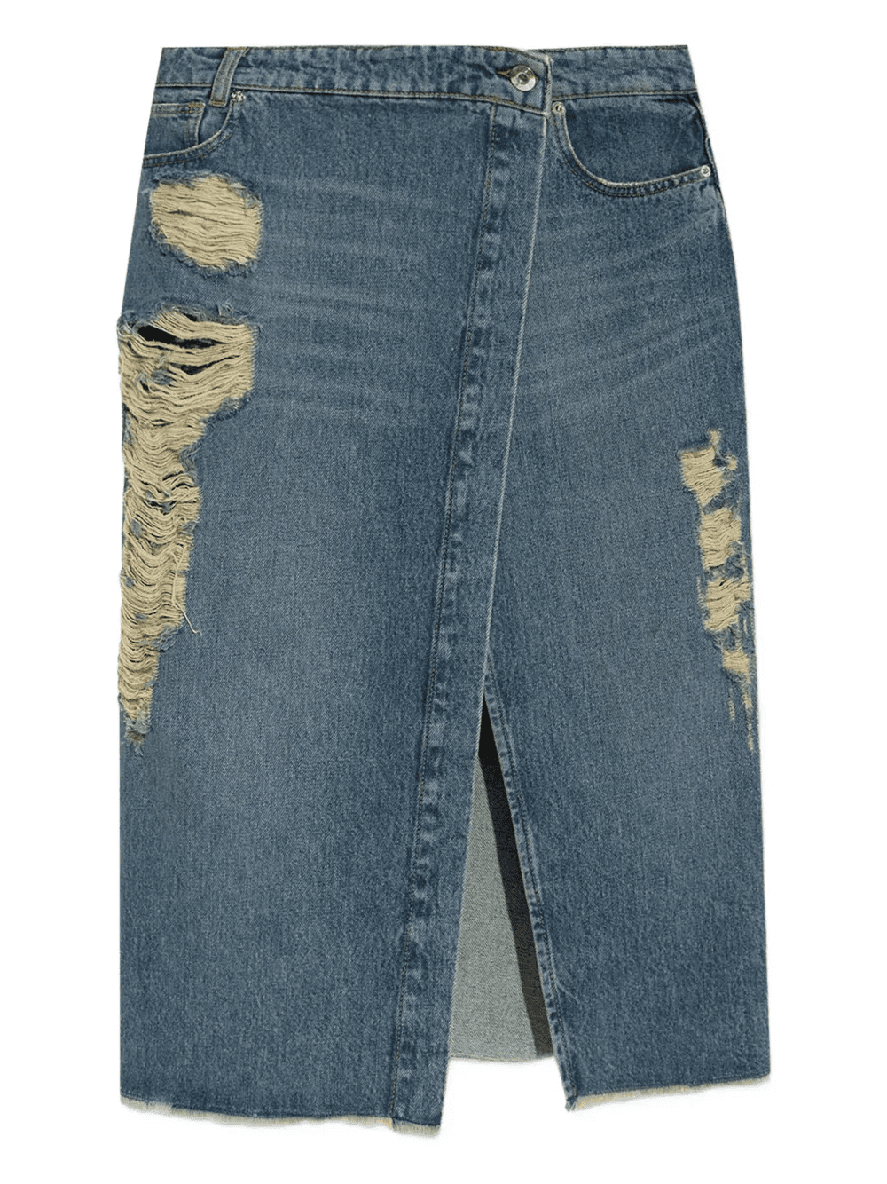 distressed slit-front denim skirt - Image 1