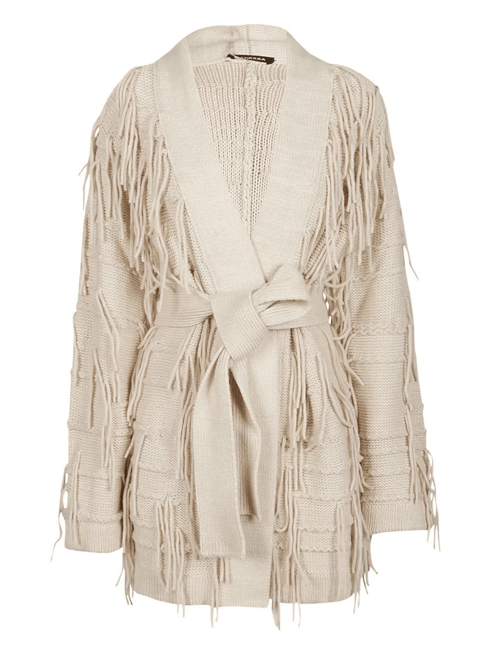 fringe belted cardigan - Image 1