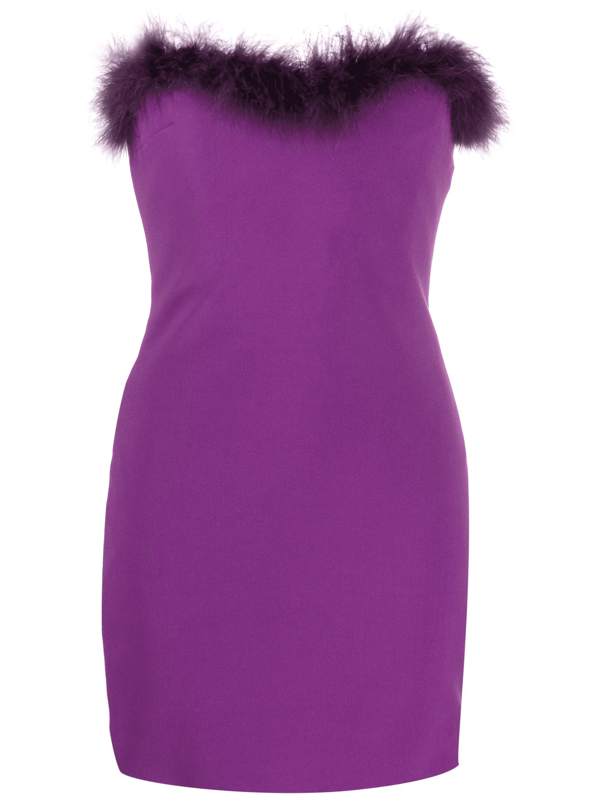 feather-trim strapless crepe minidress - Image 1