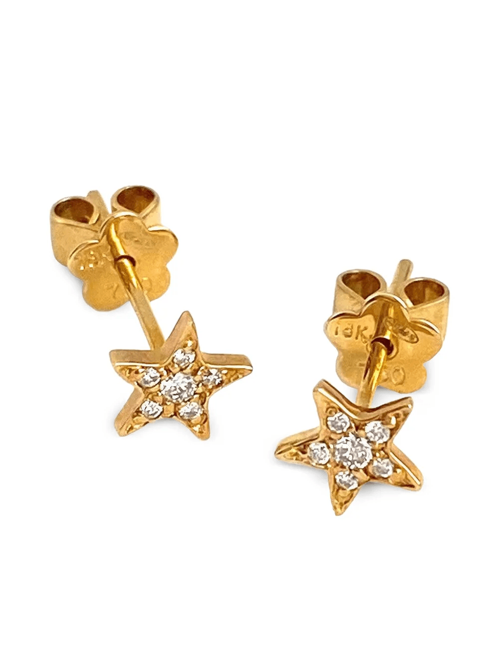 18K yellow gold Mini Lucky Stars diamond earrings - Image 1
