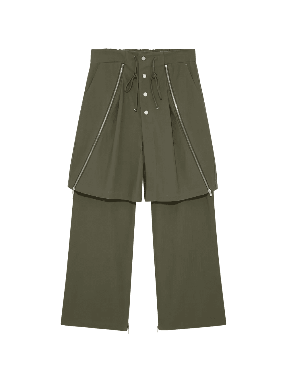 zip-detail layered trousers - Image 1