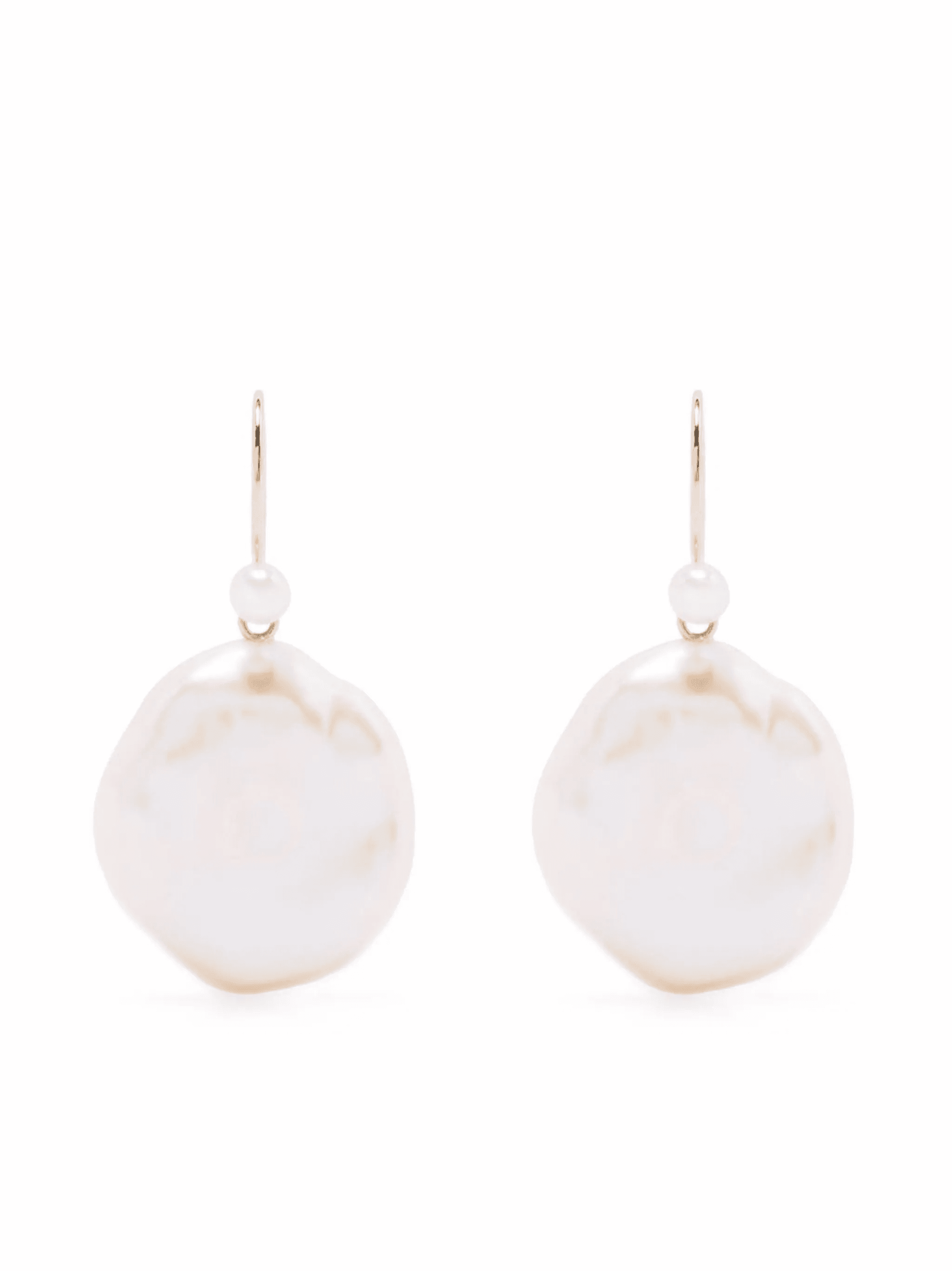 14kt yellow gold petal pearl drop earrings - Image 1