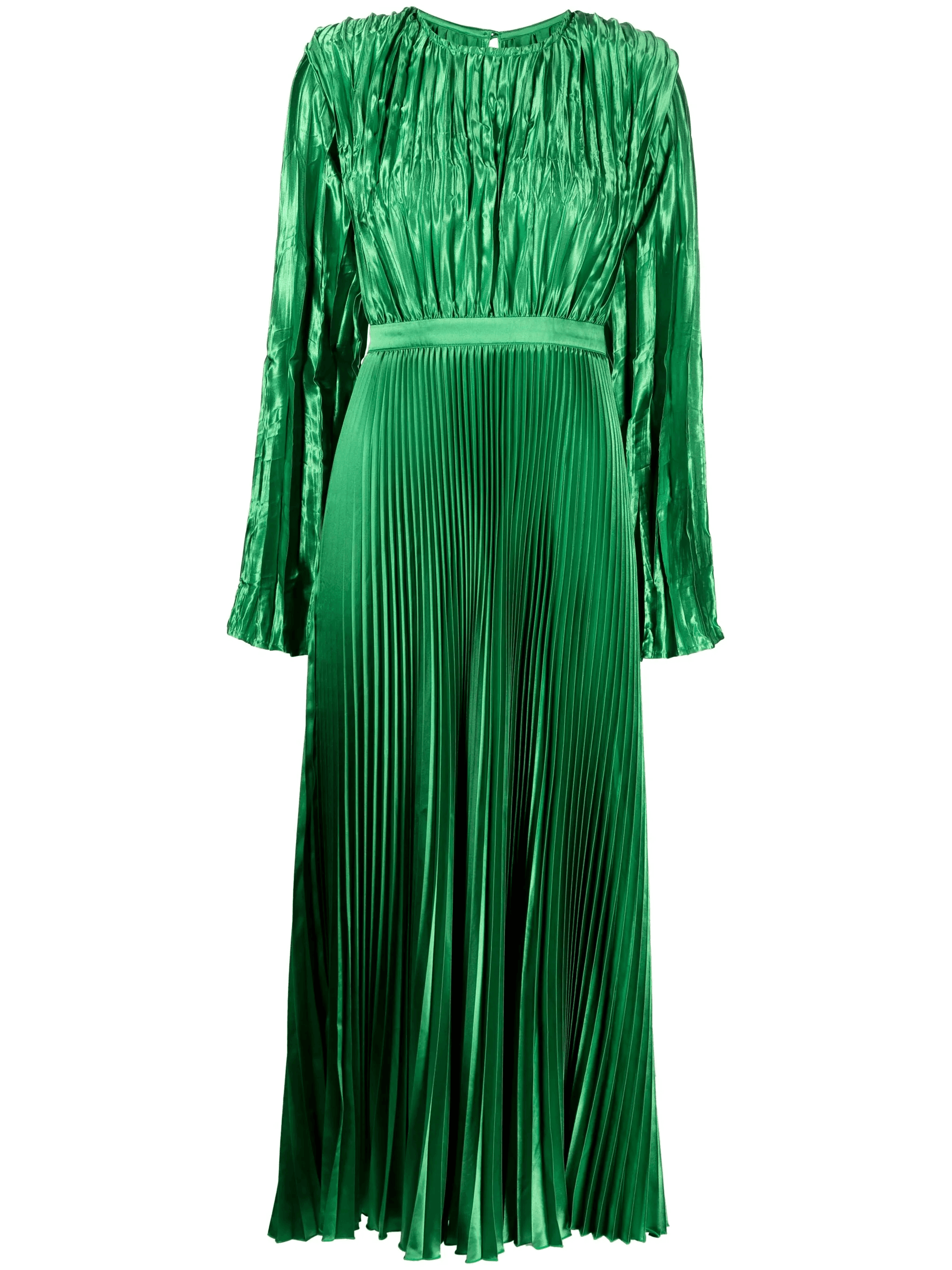 long-sleeve plissé maxi dress - Image 1