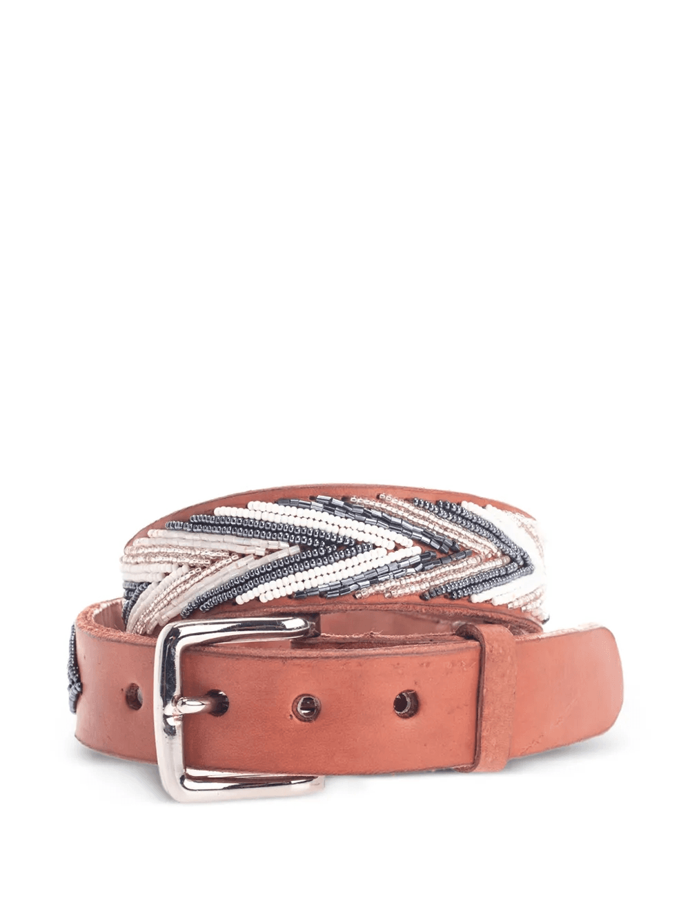 bead-embellished leather belt - Image 1