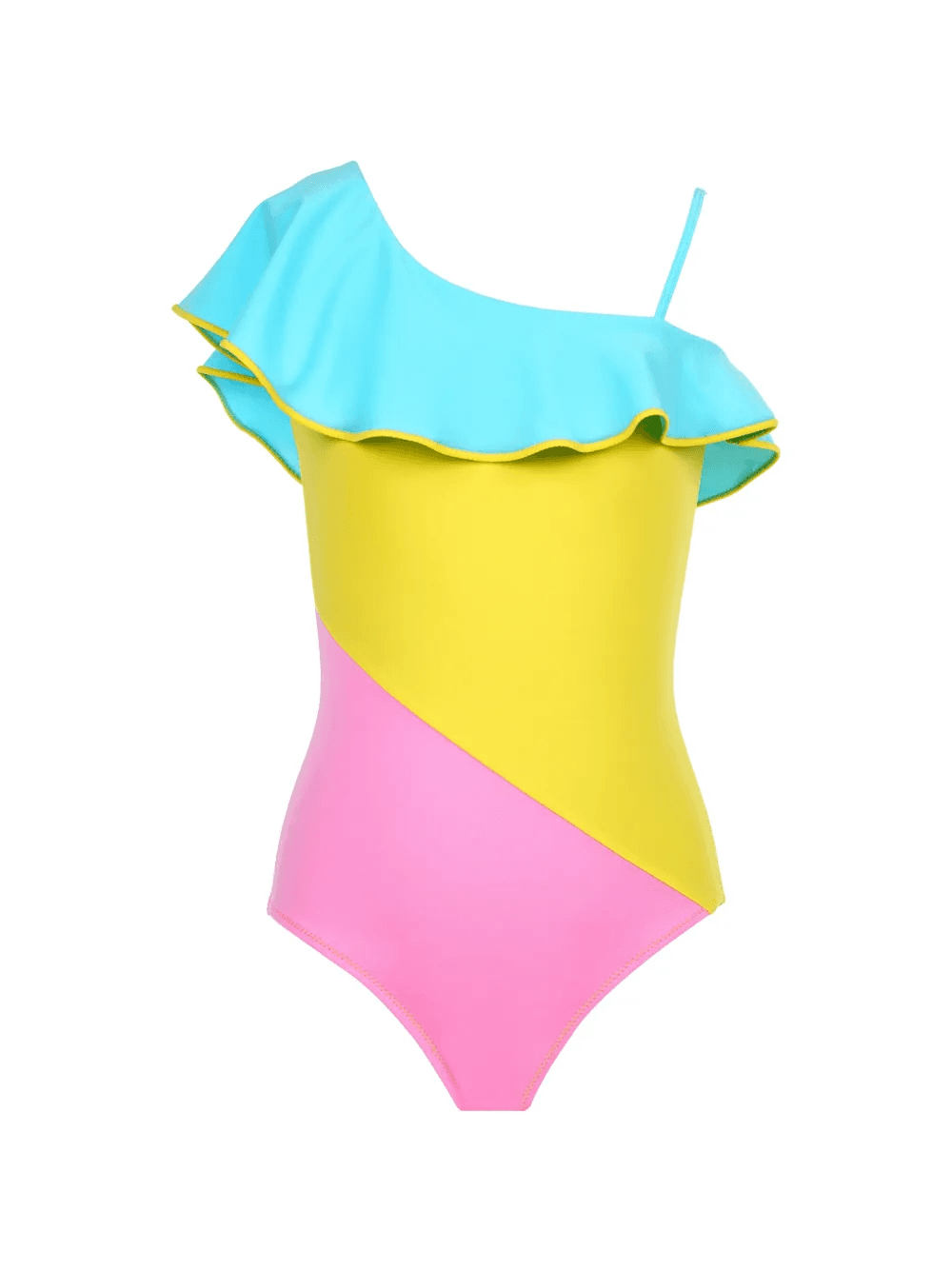 Judie ruffled colour-block swimsuit - Image 1