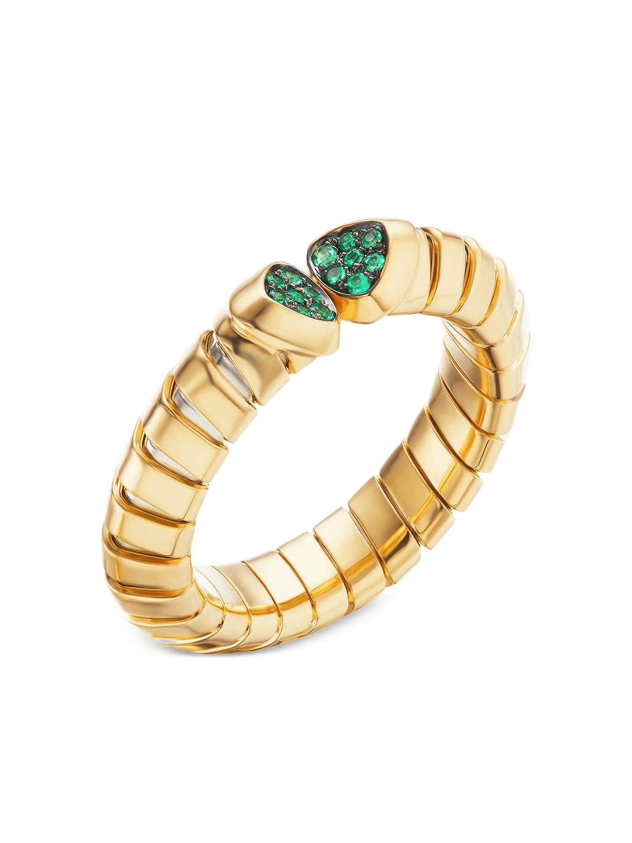 18K yellow gold Trisolina emerald ring - Image 1