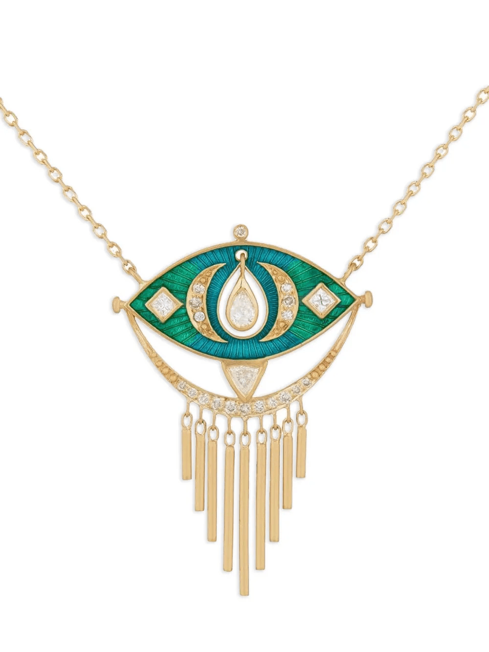 14K yellow gold diamond eye necklace - Image 1