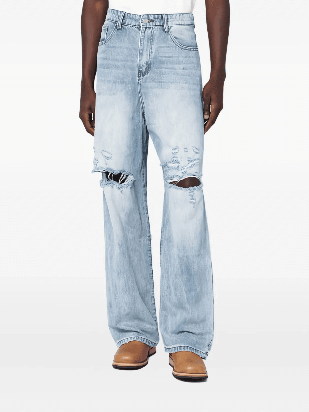 distressed-knee jeans - Image 1