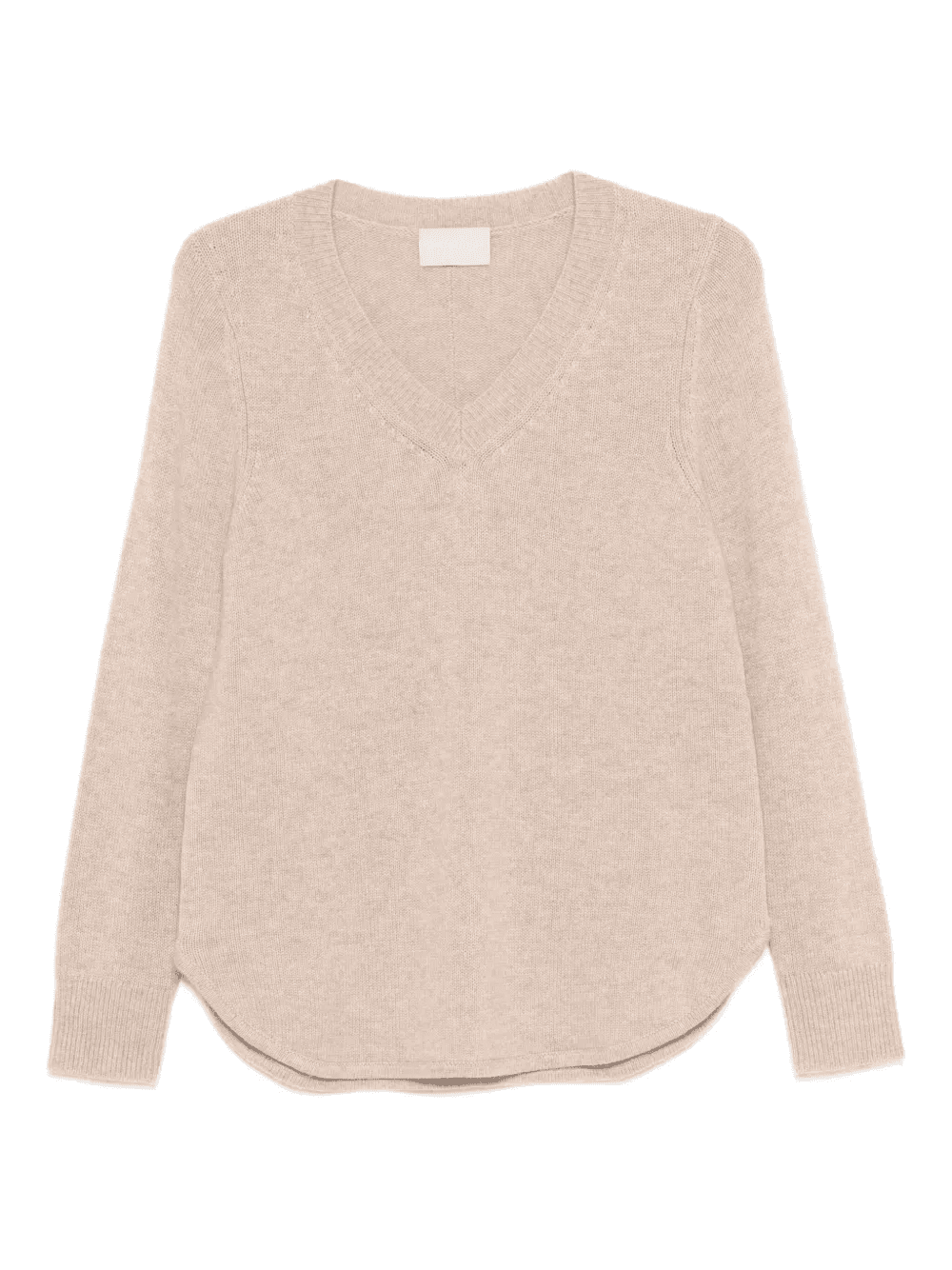 v-neck curved hem sweater - Image 1