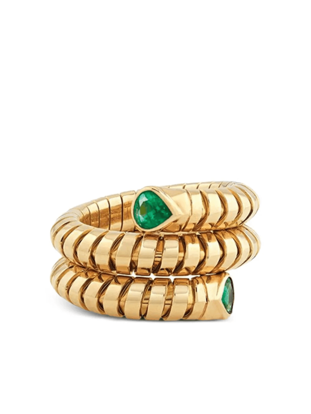 18K yellow gold Trisola Spiral emerald ring - Image 1