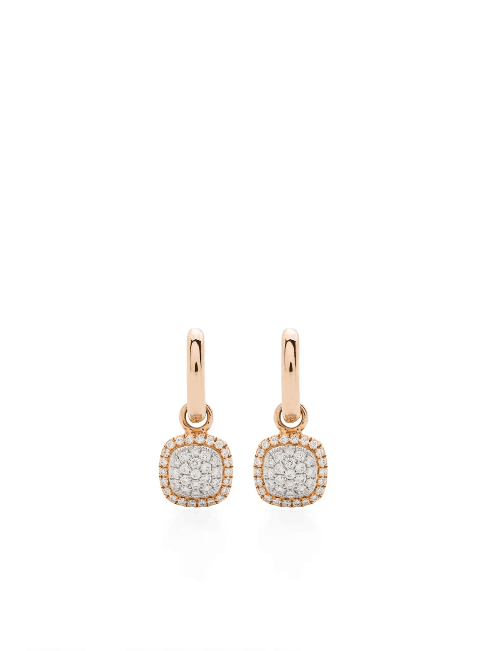 18kt rose and white gold diamond earrings - Image 1