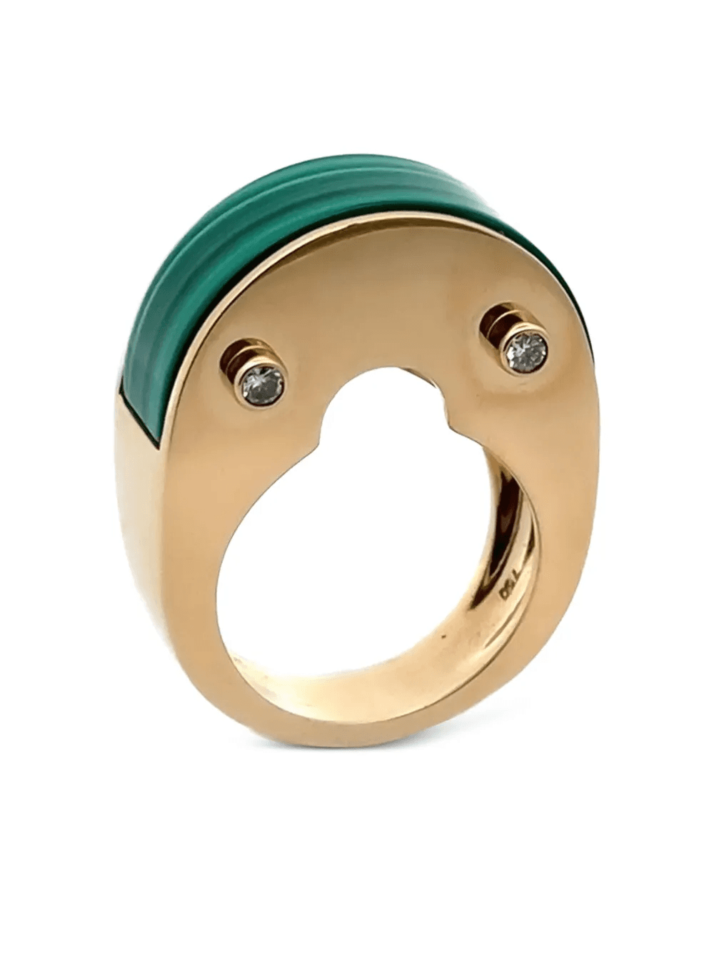 18K yellow gold Luna Curve malachite and diamond ring - Image 1