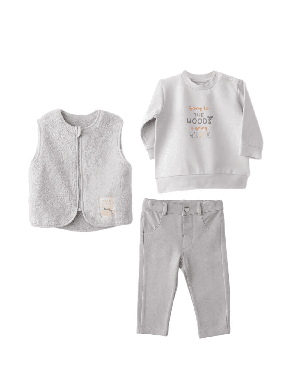 fleece-texture trouser set  (set of three-piece) - Image 1