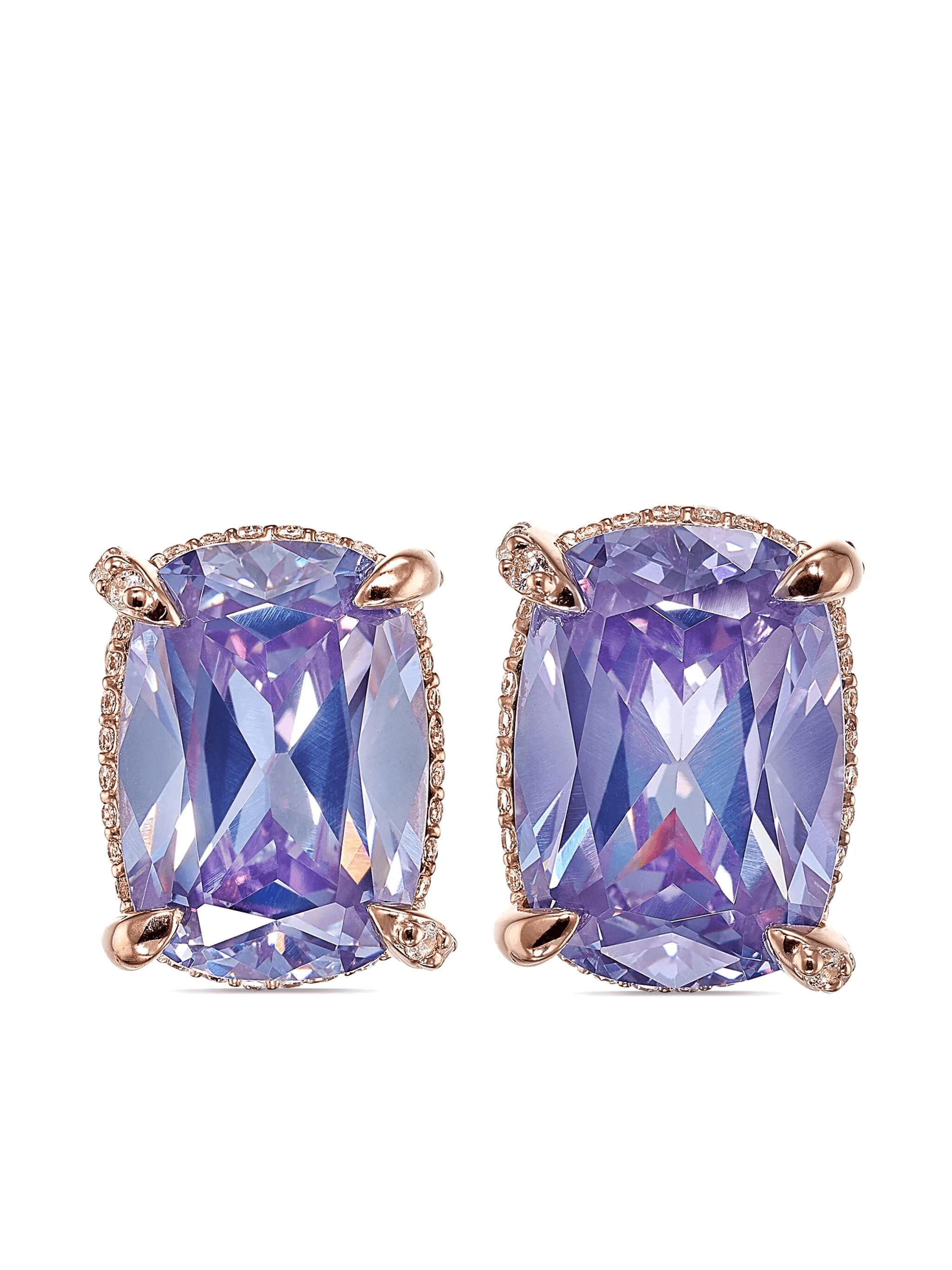 18kt rose gold vermeil Wing amethyst and diamond earrings - Image 1