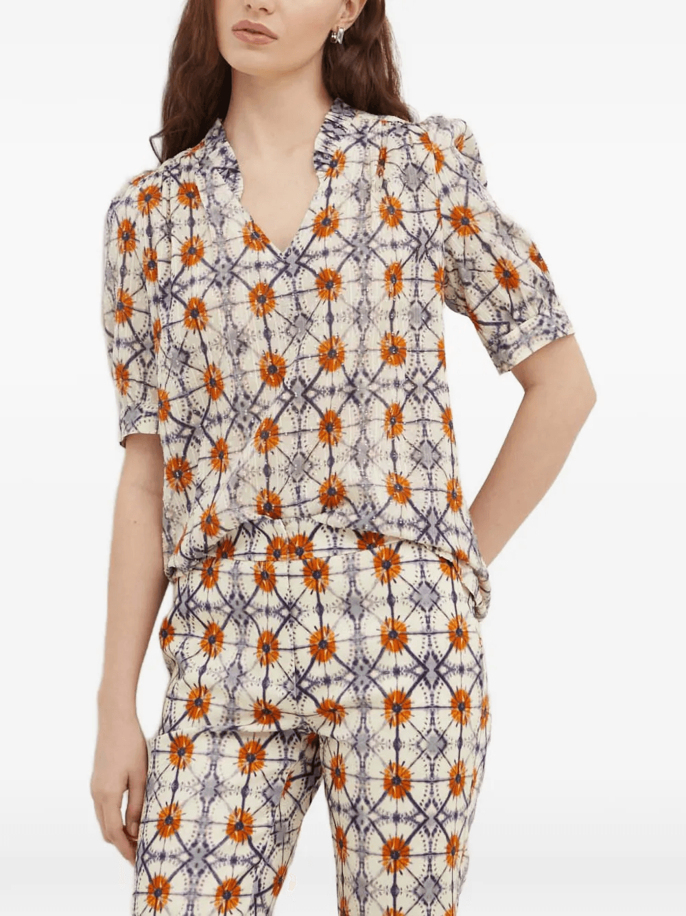 Beton ruffled V-neck blouse - Image 1