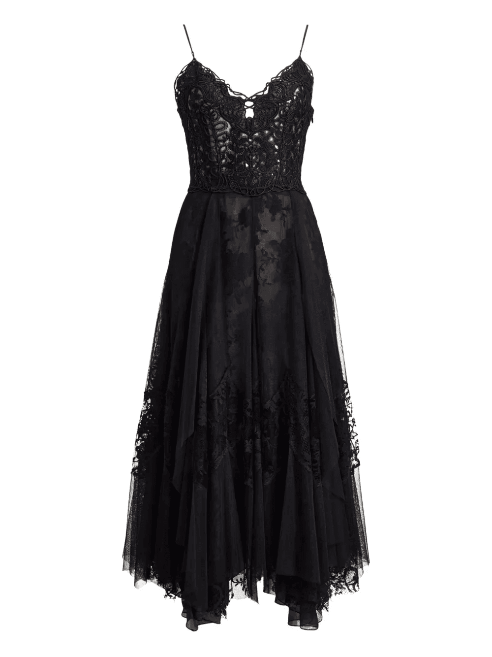 lace-embellished tiered maxi dress - Image 1