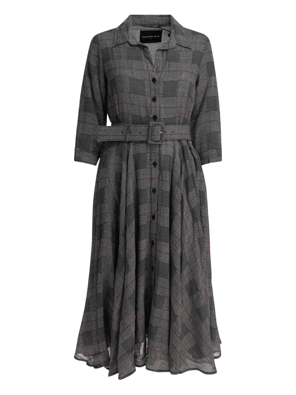 check belted midi dress - Image 1