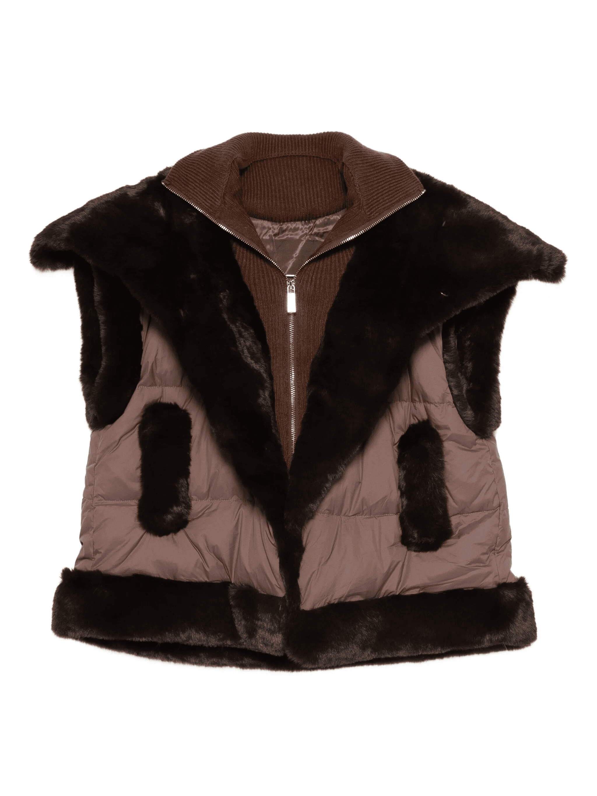 fur-trimmed quilted gilet - Image 1