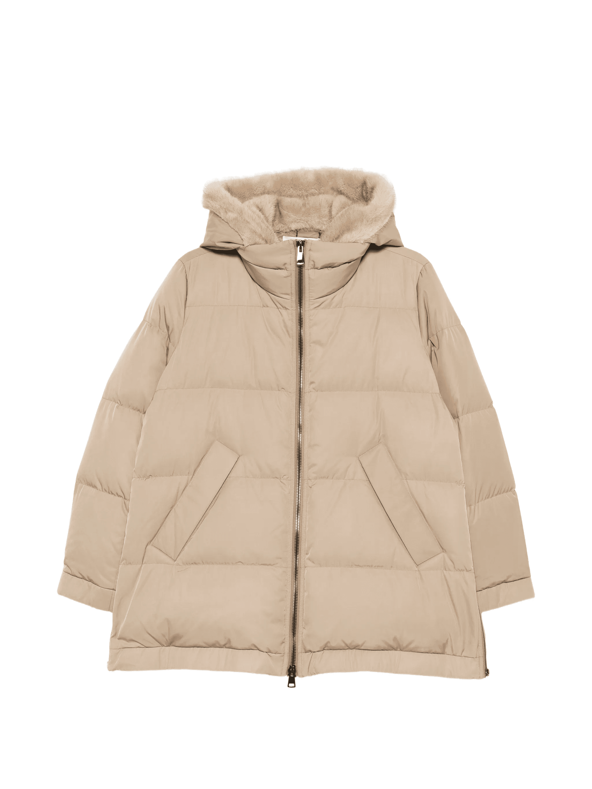hooded zip-fastening coat - Image 1