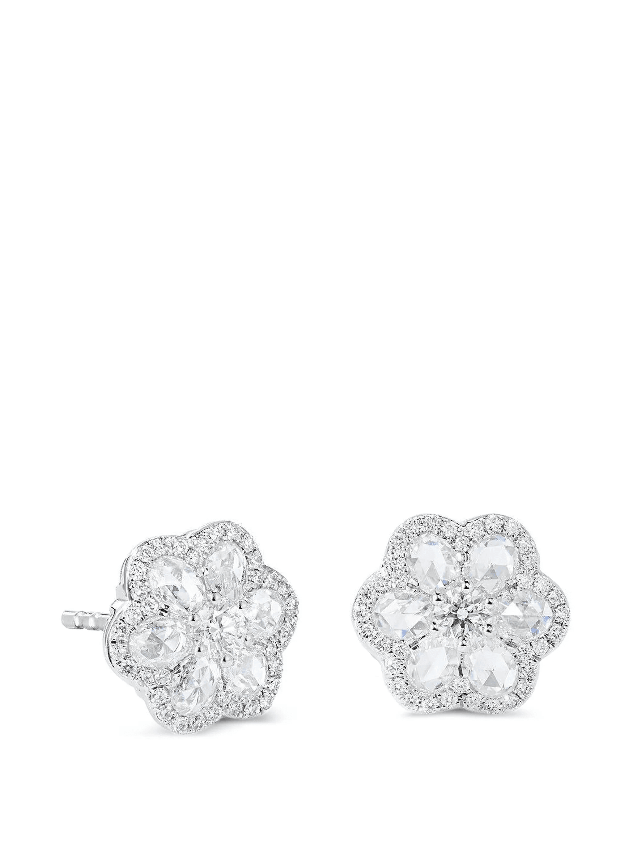 18kt white gold floral Diamond earrings - Image 1