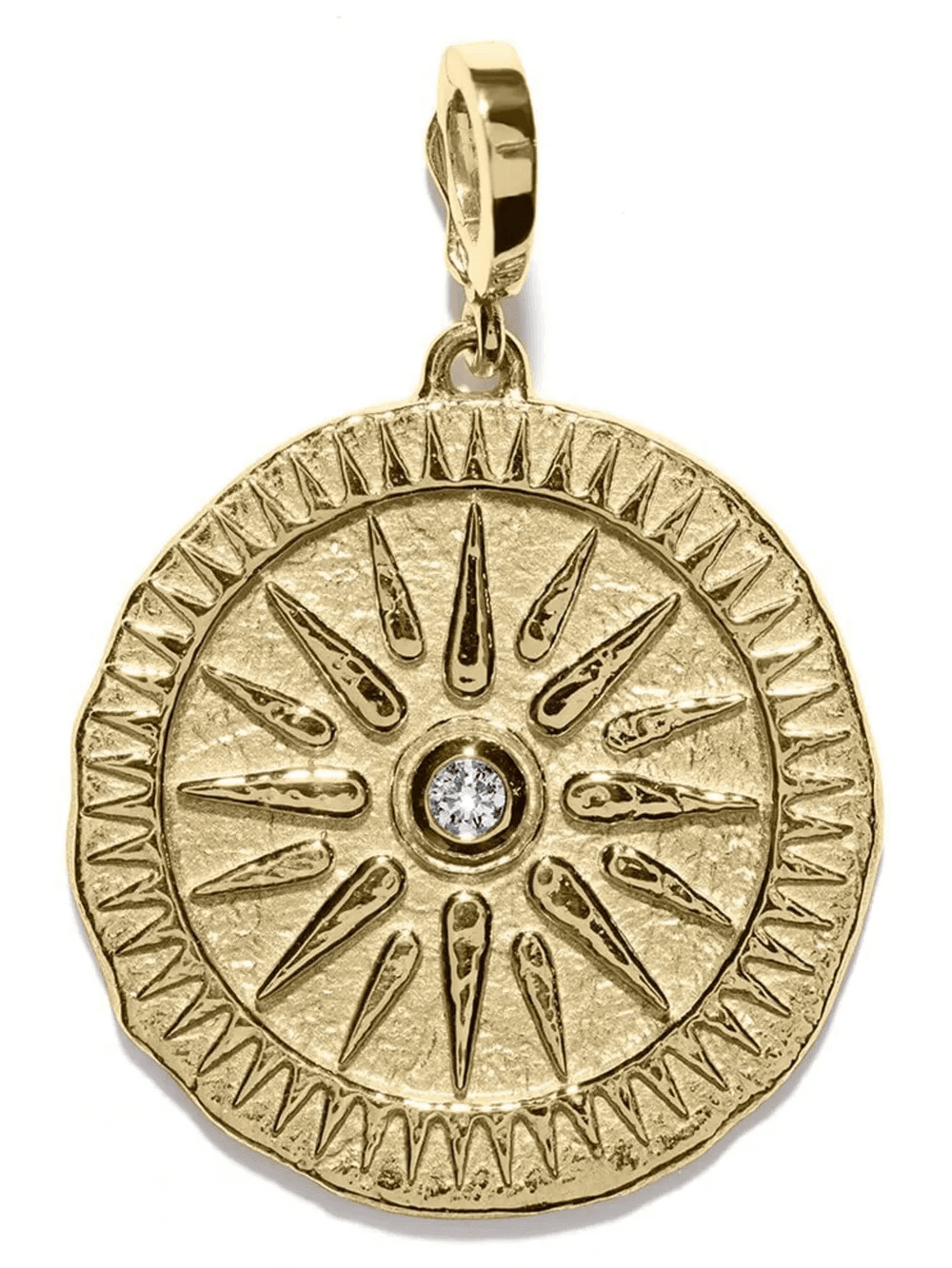 18K yellow gold large Sunburst diamond pendant - Image 1